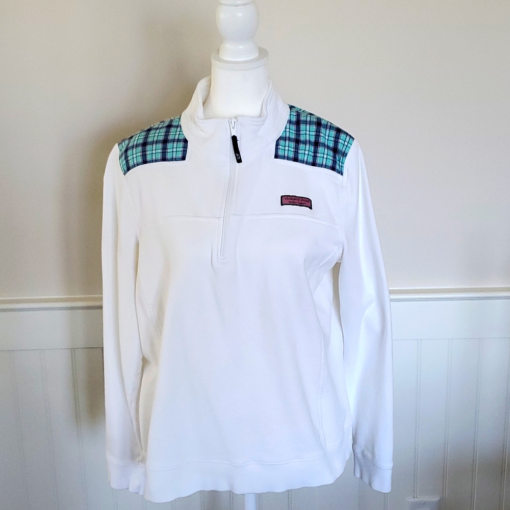 White with plaid Shep shirt